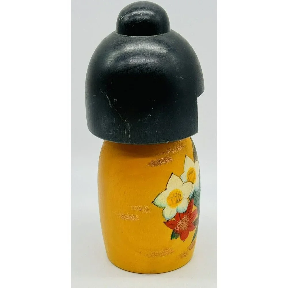 Japanese Creative Kokeshi‎ Wooden Doll Yuji Kawase Small Journey Floral 8 inch